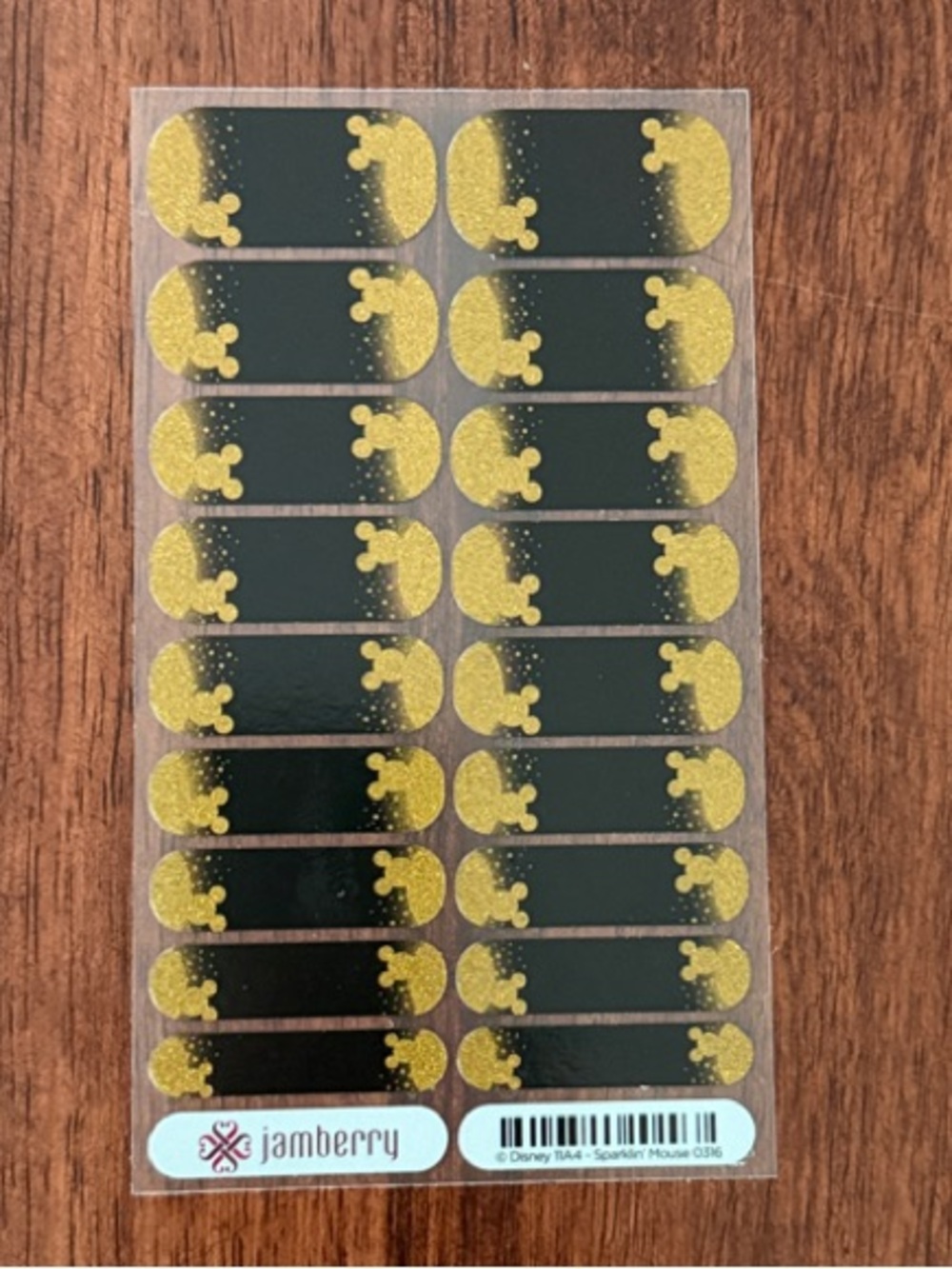 Disney Jamberry Sparklin Mouse Black with Gold Glitter Mickey Nail Wraps